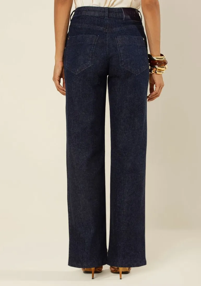 Calça Morena Rosa Wide Alta Azul