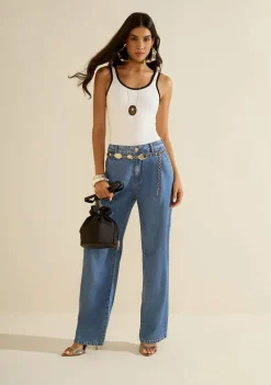 Calça Morena Rosa Wide Alta Azul