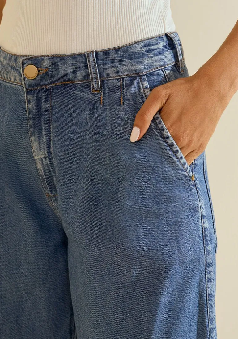 Calça Morena Rosa Wide Alta Azul