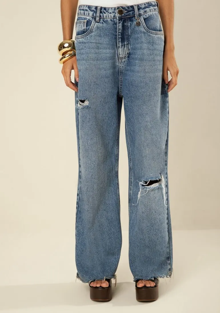 Calça Morena Rosa Wide Alta Azul