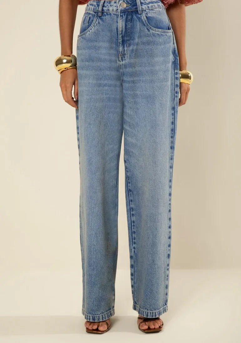 Calça Morena Rosa Wide Alta Azul