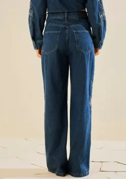 Calça Morena Rosa Wide Média Azul