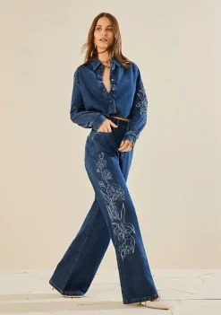 Calça Morena Rosa Wide Média Azul