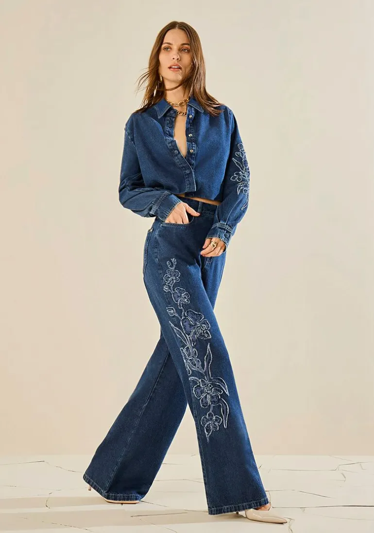 Calça Morena Rosa Wide Média Azul