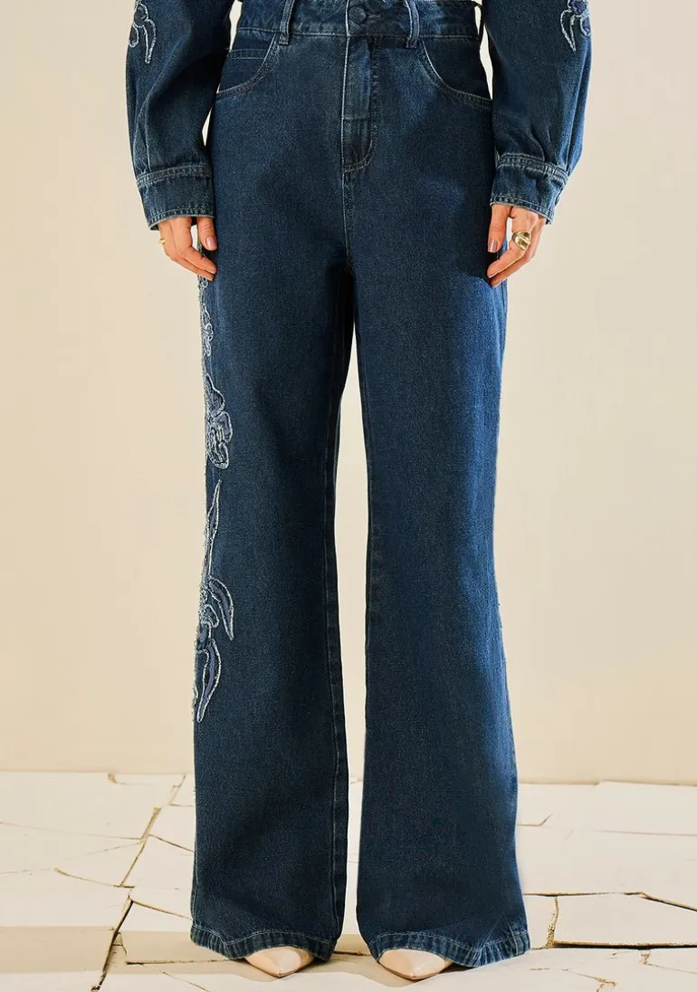 Calça Morena Rosa Wide Média Azul