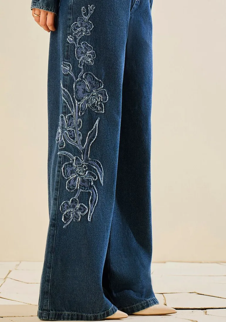 Calça Morena Rosa Wide Média Azul