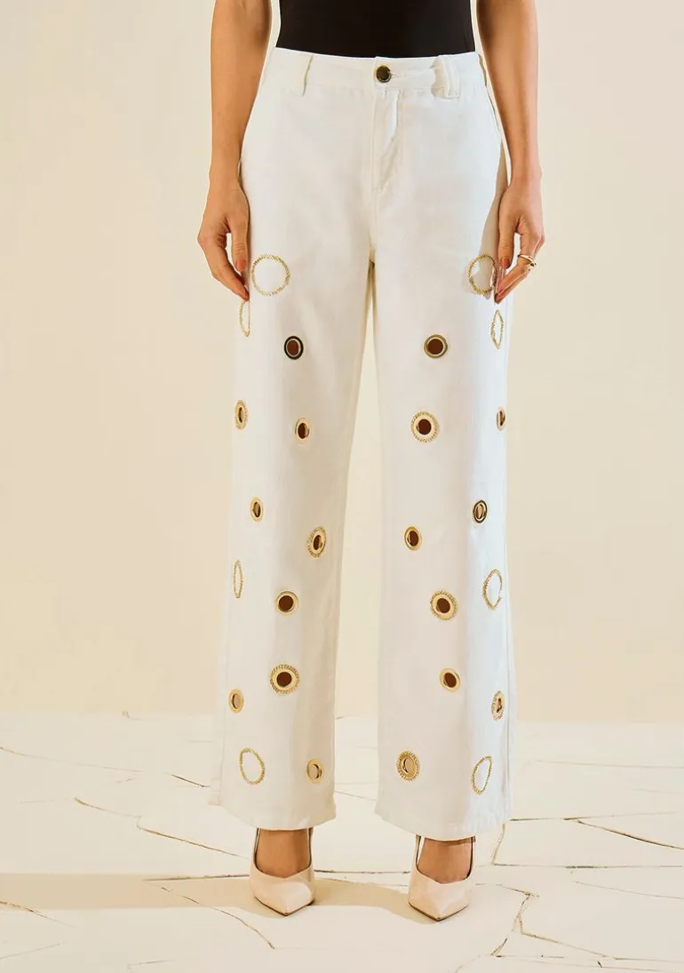 Calça Morena Rosa Wide Média Off White