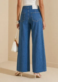 Calça Pantalona Alta Azul