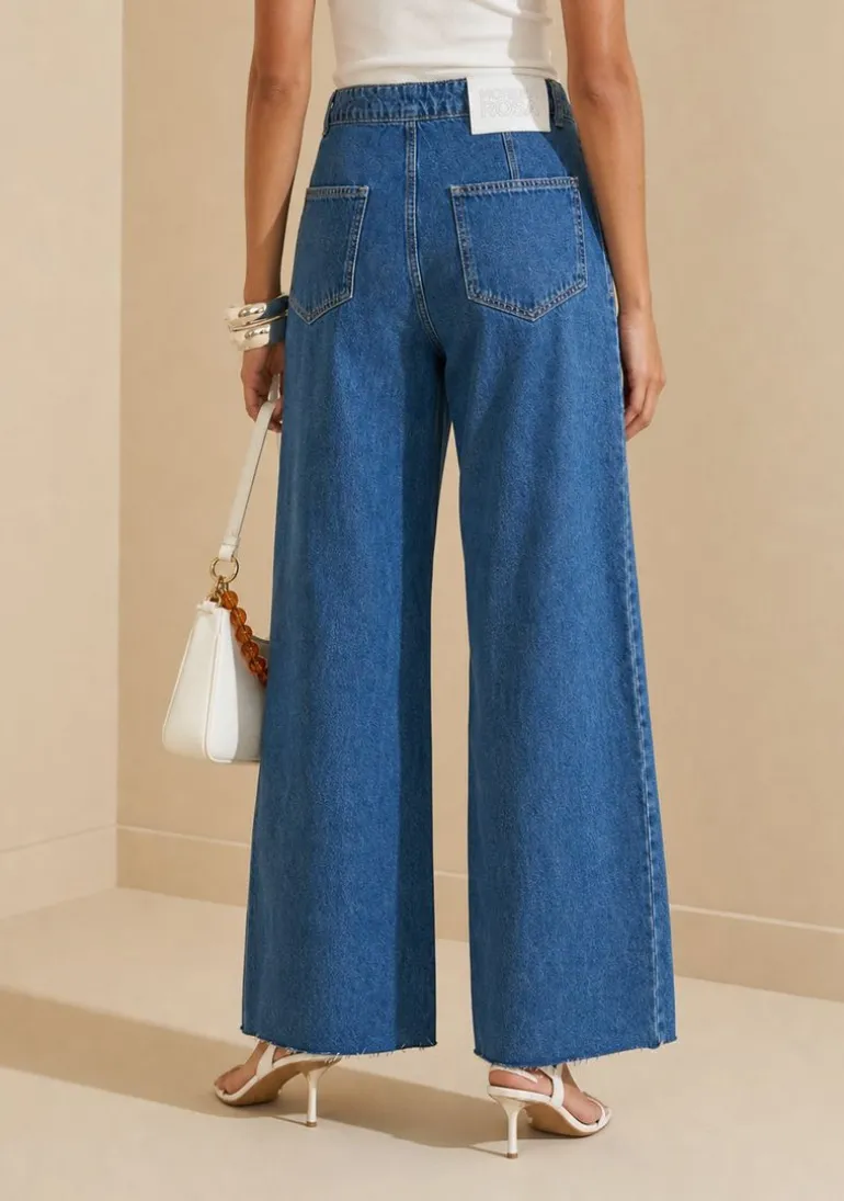 Calça Pantalona Alta Azul