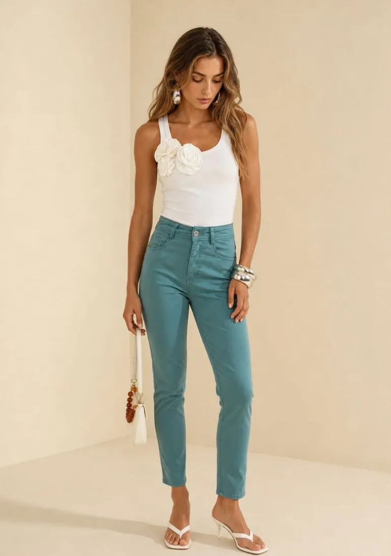 Calça Skinny Alta Azul