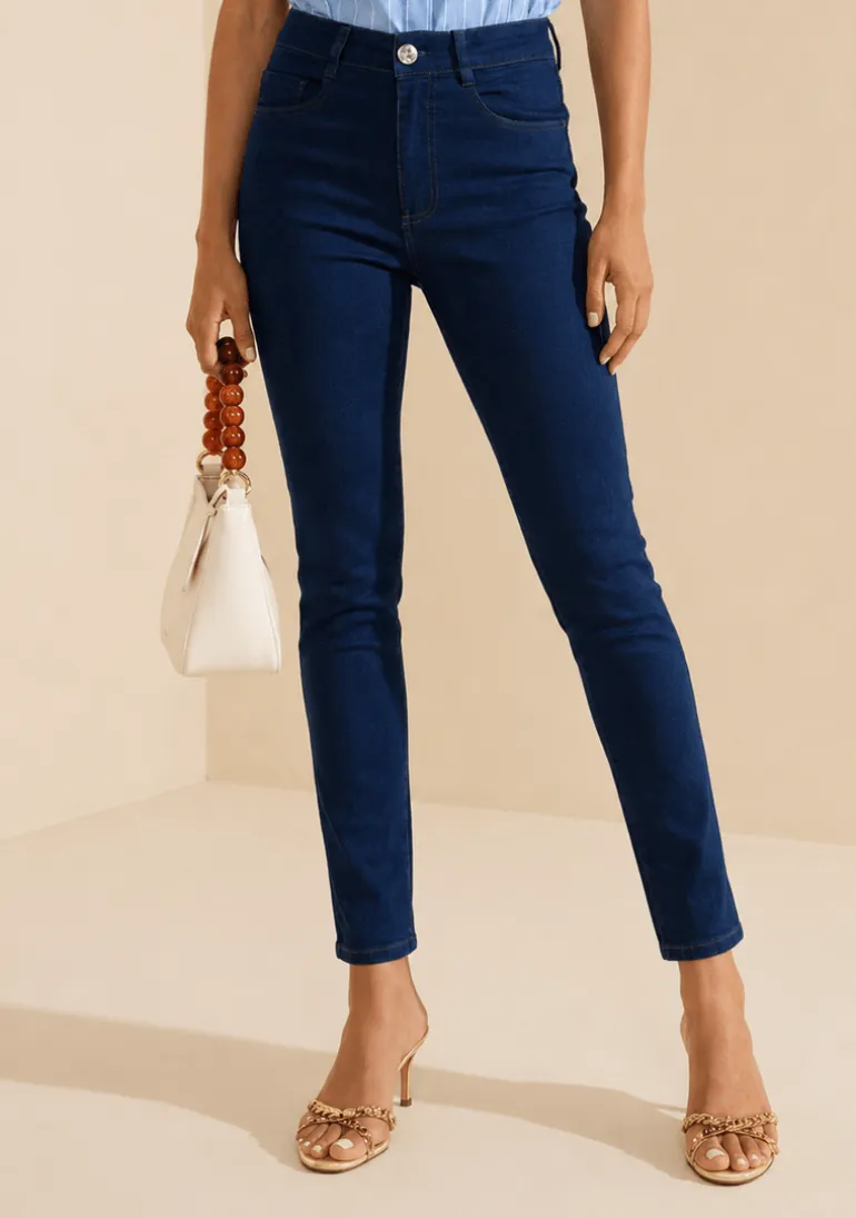 Calça Skinny Alta Azul