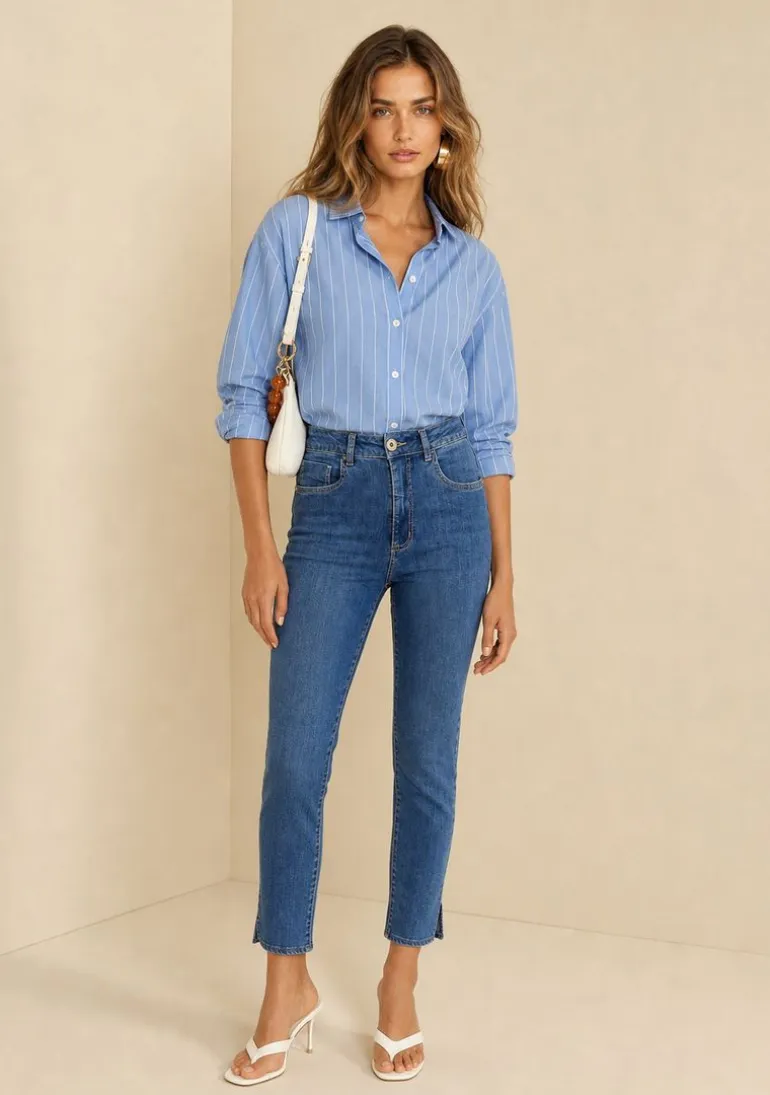 Calça Skinny Alta Azul