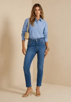 Calça Skinny Alta Azul