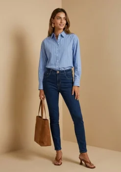 Calça Skinny Média Azul