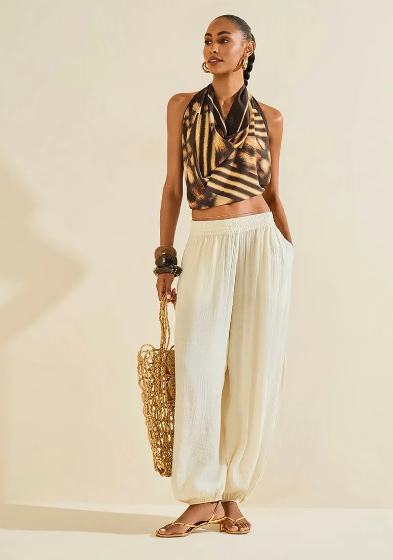 Calca Fluida Palmare Off White