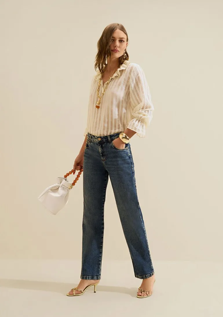 Calca Jeans Reta Cadência Azul