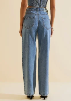 Calca Jeans Wide Cintila Azul