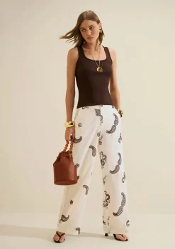 Calca Reta Arabesca Off White