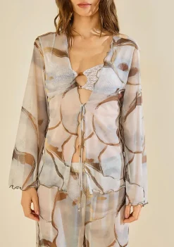 Camisa Manga Longa Nácar Marrom