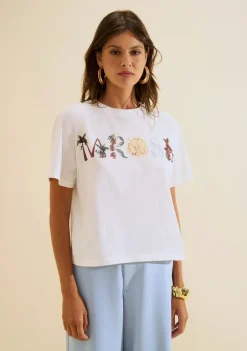 Camiseta Manga Curta Flora Off White
