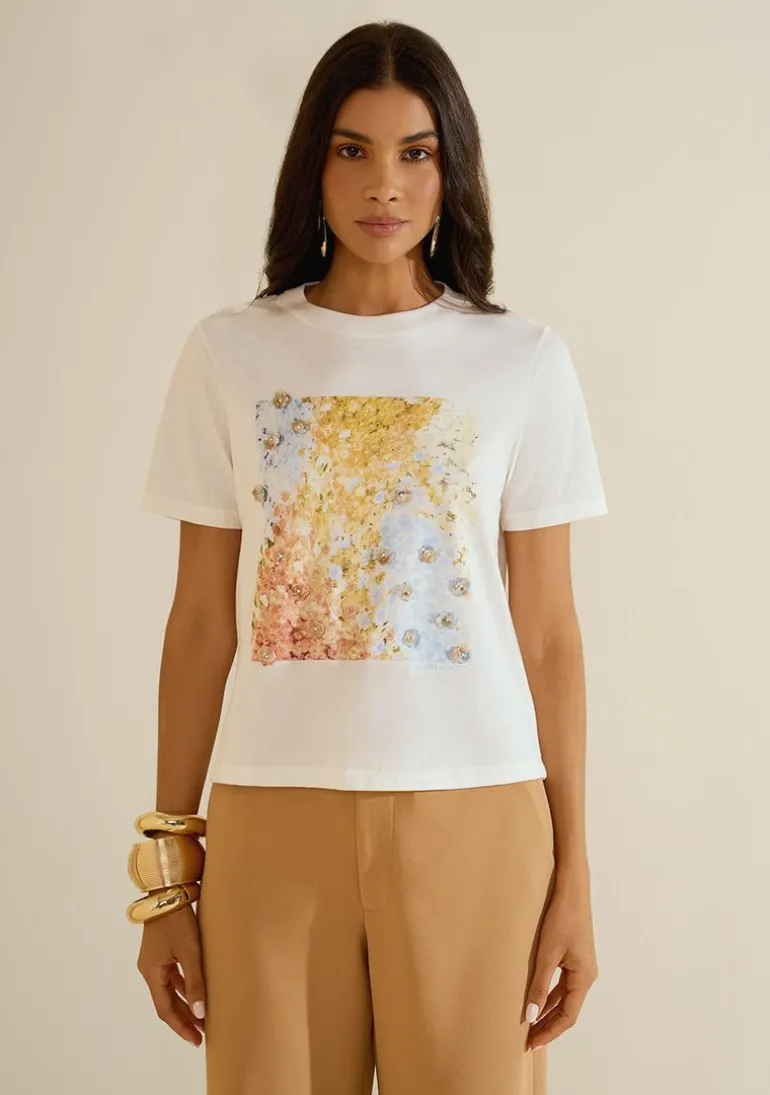 Camiseta Manga Curta Florescer Off White