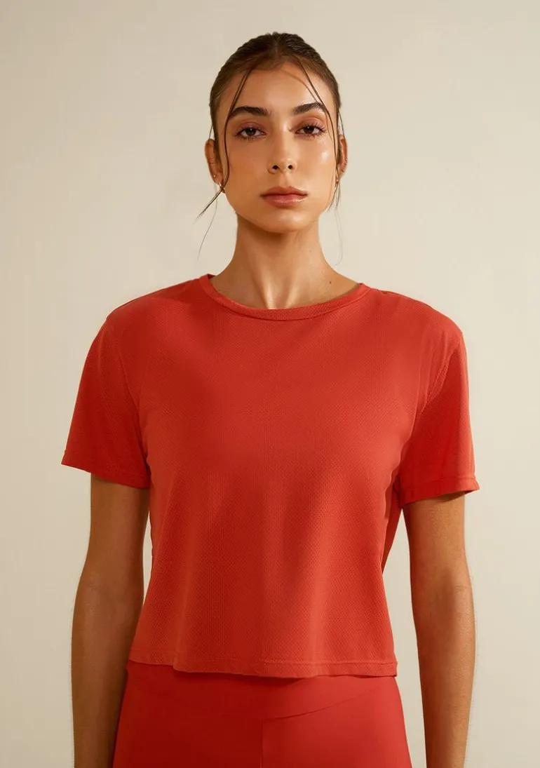 Camiseta Morena Rosa Solta Decote Careca Manga Curta Padrão Laranja