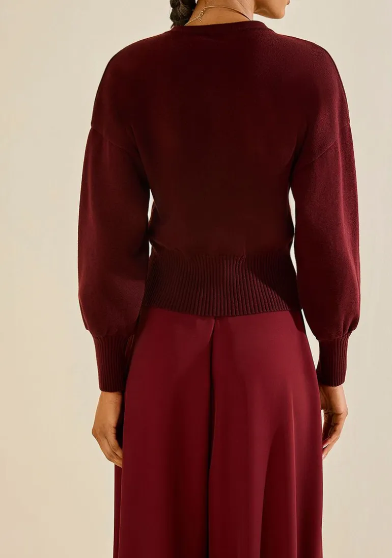Cardigan Morena Rosa Tricot Com Botões Bordo