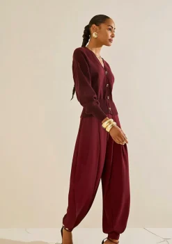 Cardigan Morena Rosa Tricot Com Botões Bordo