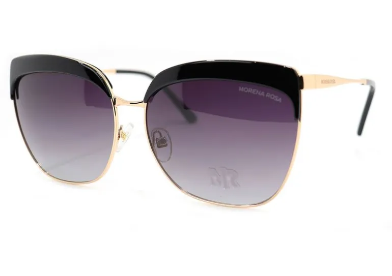Óculos Morena Rosa Angular Detalhe Haste Dourado