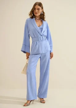Kimono Manga Longa Aurora Azul