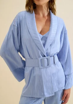 Kimono Manga Longa Aurora Azul