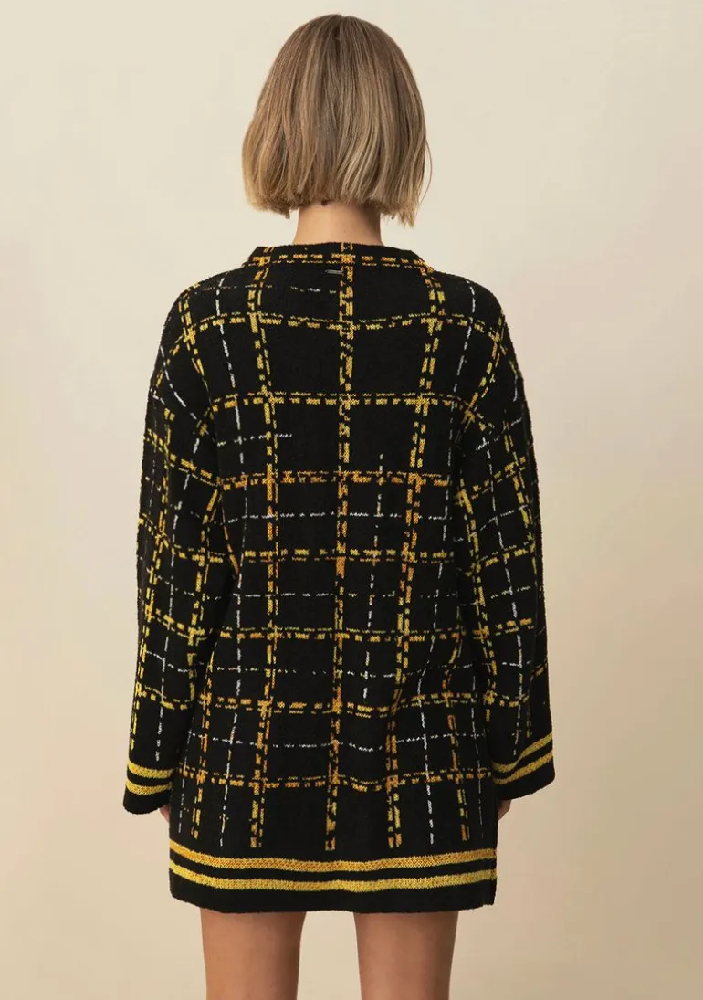 Kimono Morena Rosa Alongado Tricô Amarelo