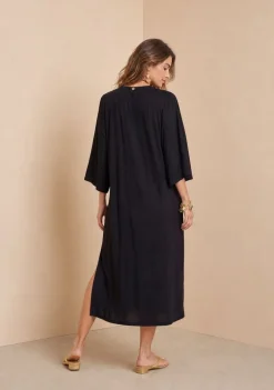 Kimono Morena Rosa Solto Manga Longa Alongado Preto