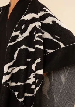 Kimono Morena Rosa Solto Manga 7 Oitavos Alongado Preto