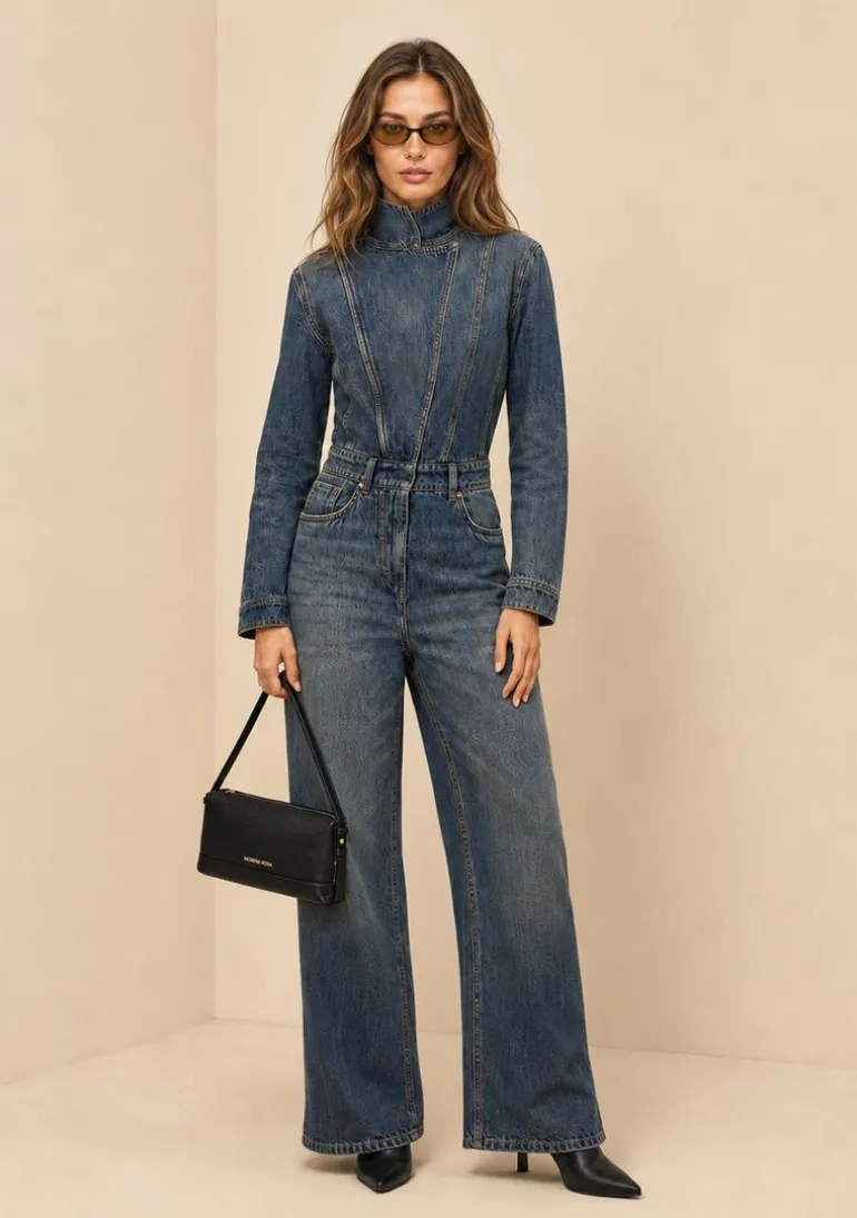 Macacão Gola Alta Aviador Azul