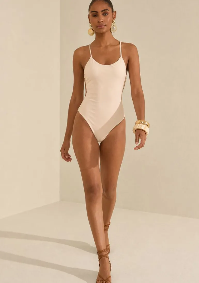 Maiô Morena Rosa Decote Redondo Com Bojo Off White