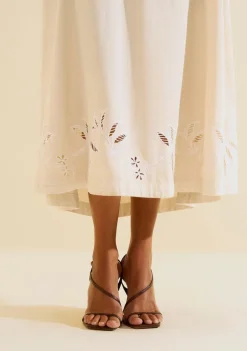 Saia Longa Evasê Florada Off White