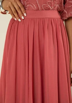 Saia Morena Rosa Evasê Alta Longa Rosa