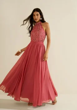 Saia Morena Rosa Evasê Alta Longa Rosa