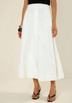 Saia Morena Rosa Evasê Média Midi Off White