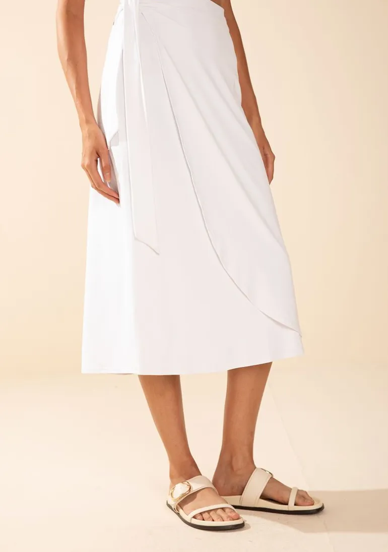 Saia Morena Rosa Evasê Média Midi Off White