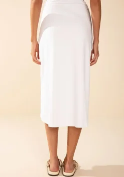 Saia Morena Rosa Evasê Média Midi Off White