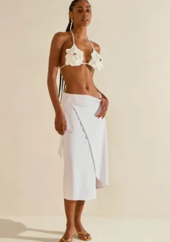 Saia Morena Rosa Evasê Média Midi Off White