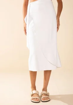 Saia Morena Rosa Evasê Média Midi Off White