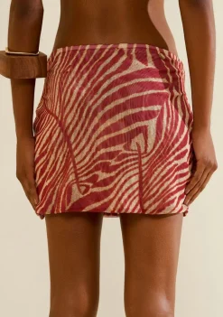 Saia Morena Rosa Reta Média Curta Vermelho