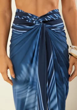 Saia Morena Rosa Reta Média Midi Azul