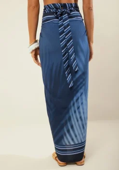 Saia Morena Rosa Reta Média Midi Azul