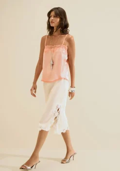Saia Morena Rosa Reta Média Midi Off White