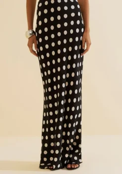 Saia Reta Midi Sonata Preto/branco