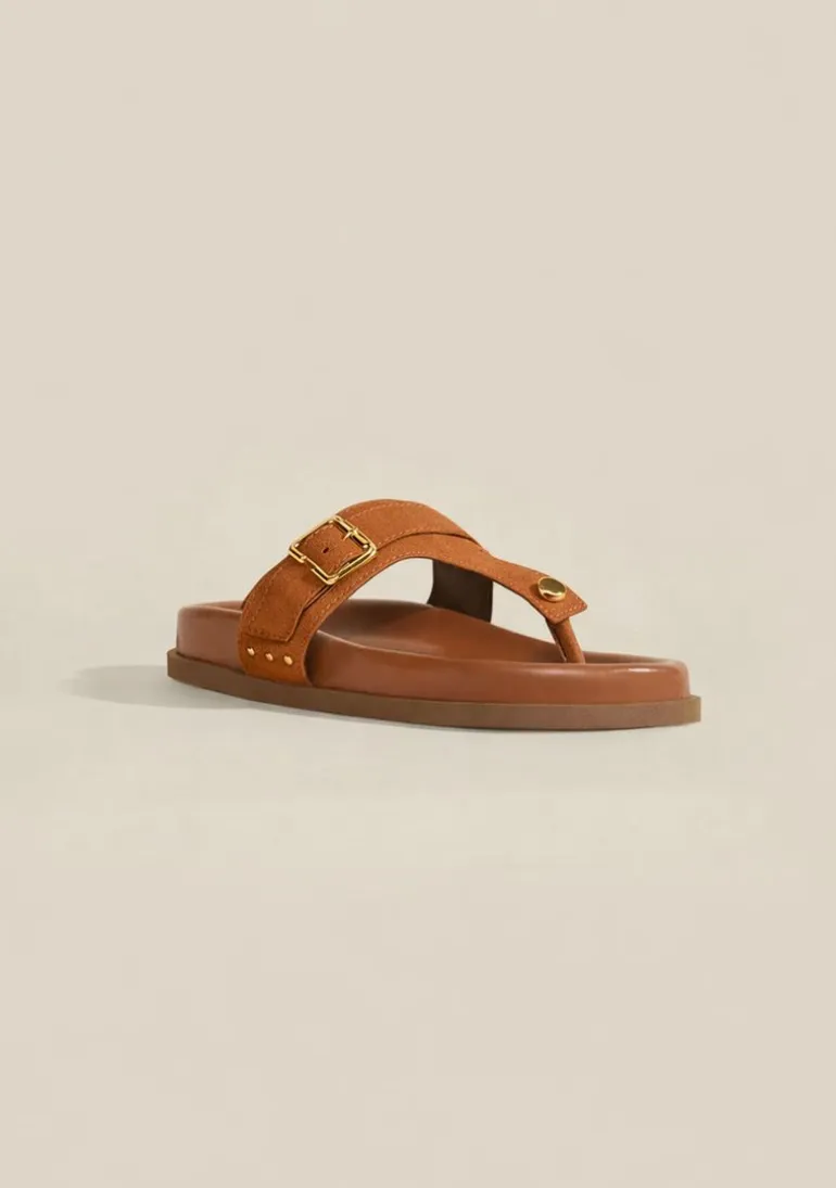 Sandalia Papete Com Fivela Caramelo